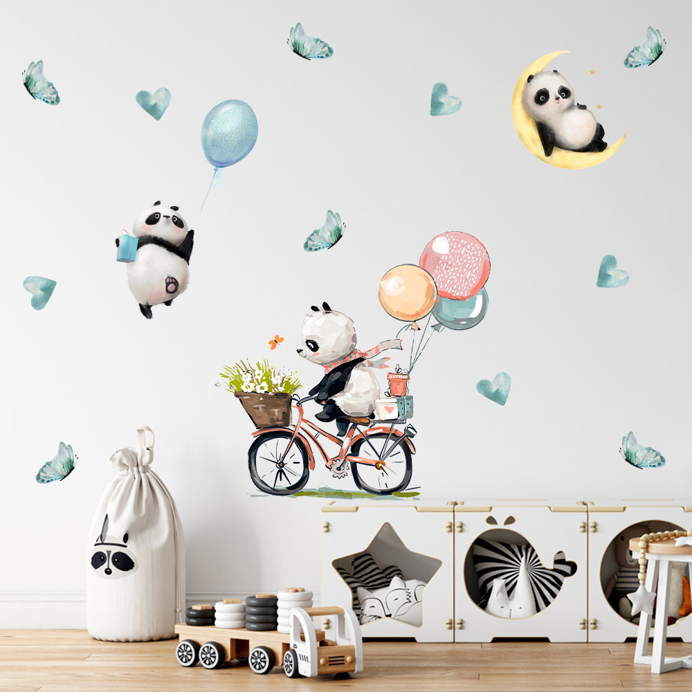 3 panda biciklivel, lufikkal falmatrica gyerekeknek 3 panda biciklivel, lufikkal falmatrica gyerekeknek